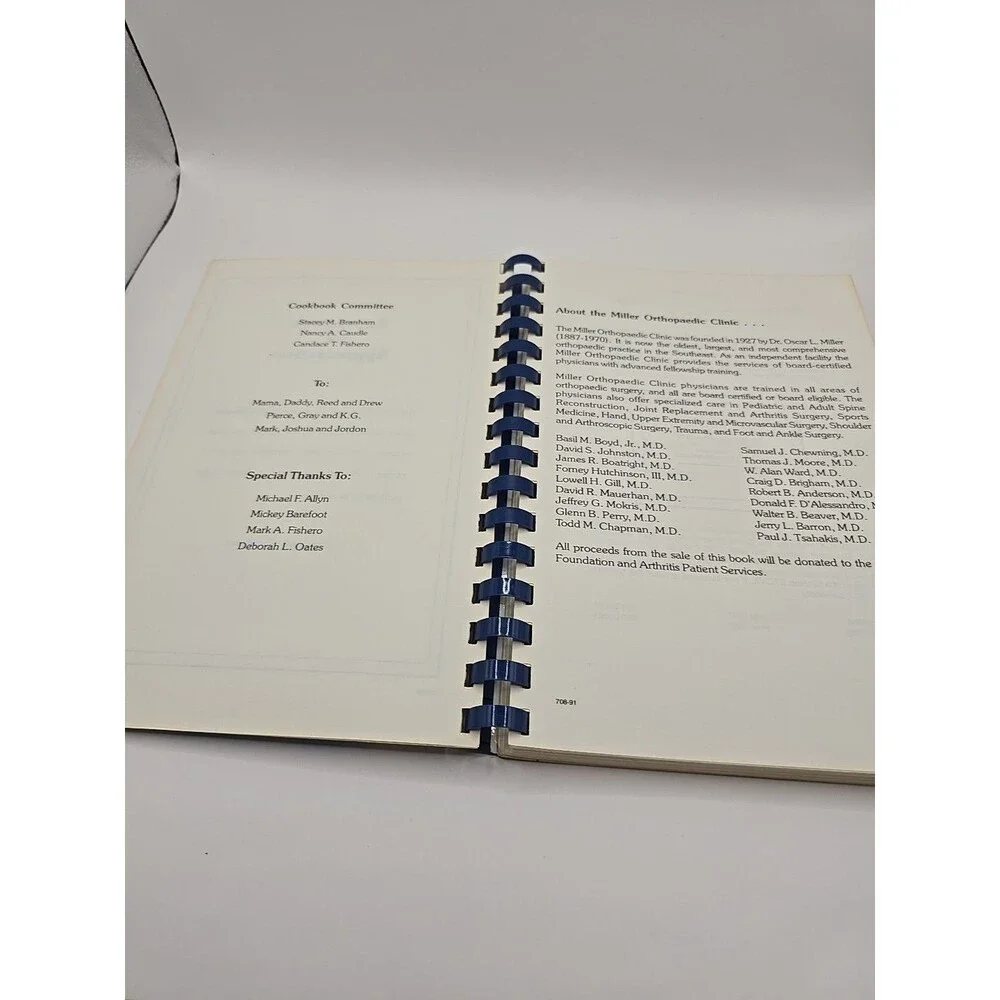 Miller Orthopaedic Clinic Charlotte NC Cookbook 1991